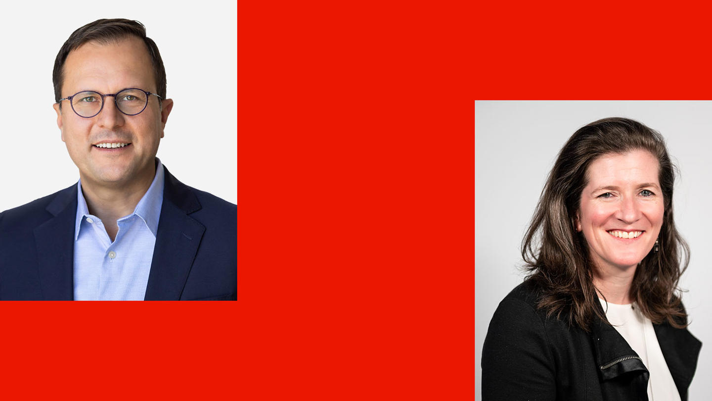 Headshots for Dainius and Colleen, two leaders at J&J